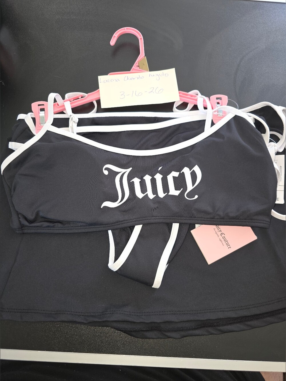 Juicy Couture Black & White Logo Bralette Set - Juicy